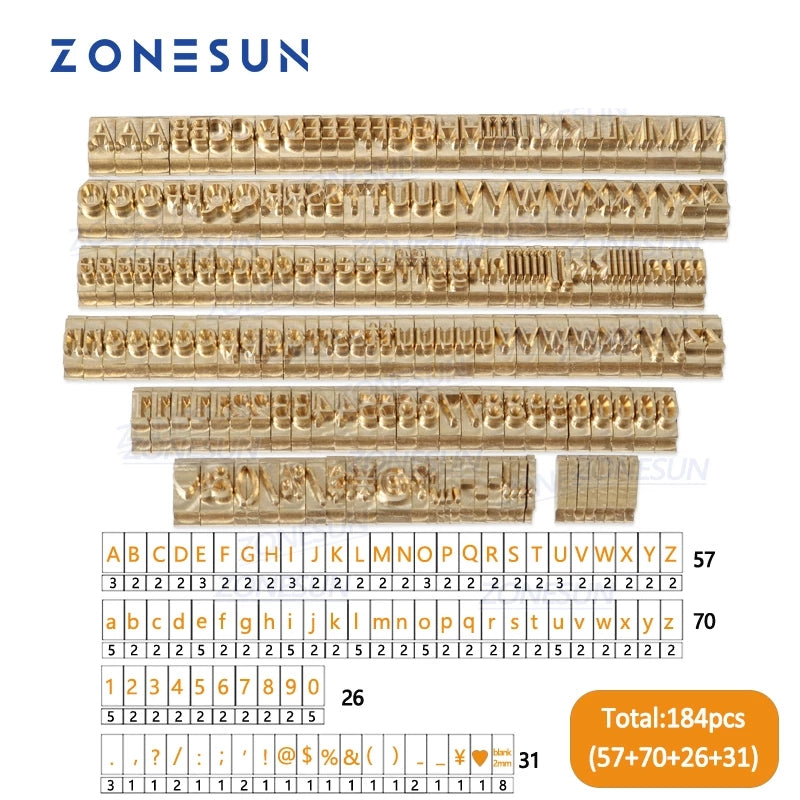 Detachable Number Letter Stamp Plastic Font Size 4 Numeral 0-9 Alphabet A-Z  Set