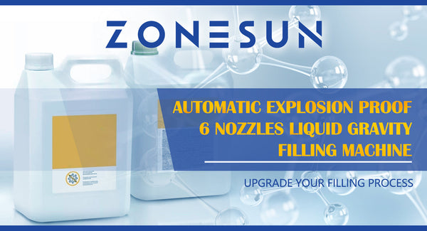 ZONESUN ZS-YTEX1 AUTOMATIC EXPLOSION PROOF 6 NOZZLES LIQUID GRAVITY FILLING MACHINE