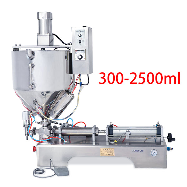 ZONESUN ZS-GTJH1 Pneumatic Single Nozzle Paste Filling Machine With Mixer And Heater - 300-2500ml / 110V - 300-2500ml / 220V