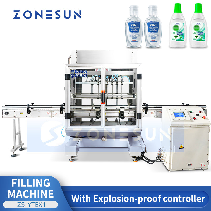 ZONESUN ZS-YTEX1 Automatic Explosion Proof 6 Nozzles Liquid Gravity Filling Machine