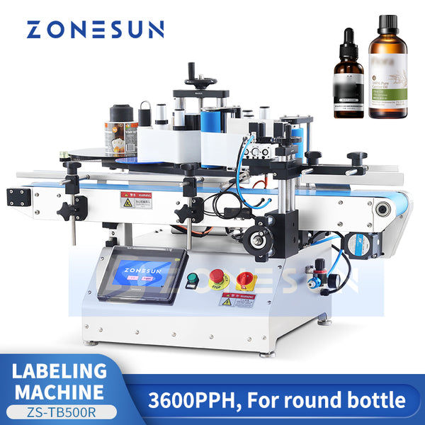 ZONESUN ZS-TB500R Round Bottle Label Applicator Desktop Labeling Machine