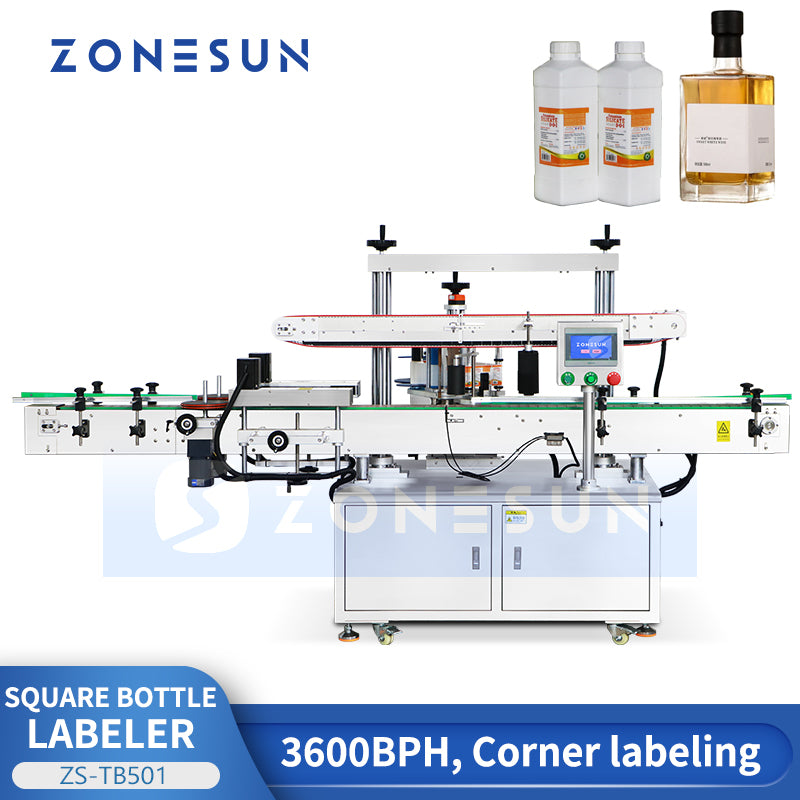 Bottle corner labeling equipment