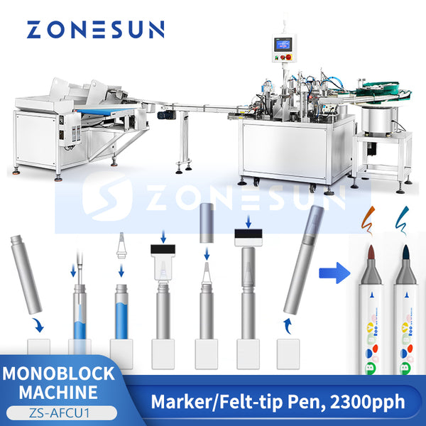 ZONESUN ZS-AFCU1 Marker pen Monoblock Machine Megnetic Pump Filling Pressing Machine