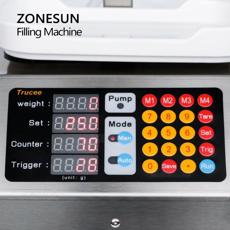 ZONESUN ZS-M1080S Semi Automatic Diaphragm Pump Liquid Weighing Filling Machine