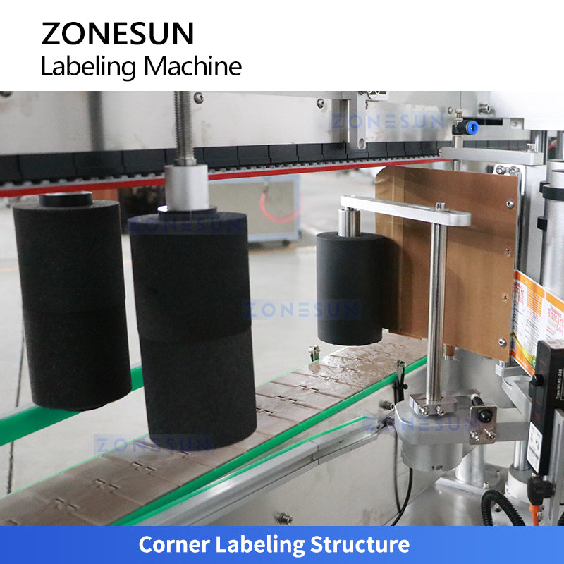 Bottle corner labeling equipment