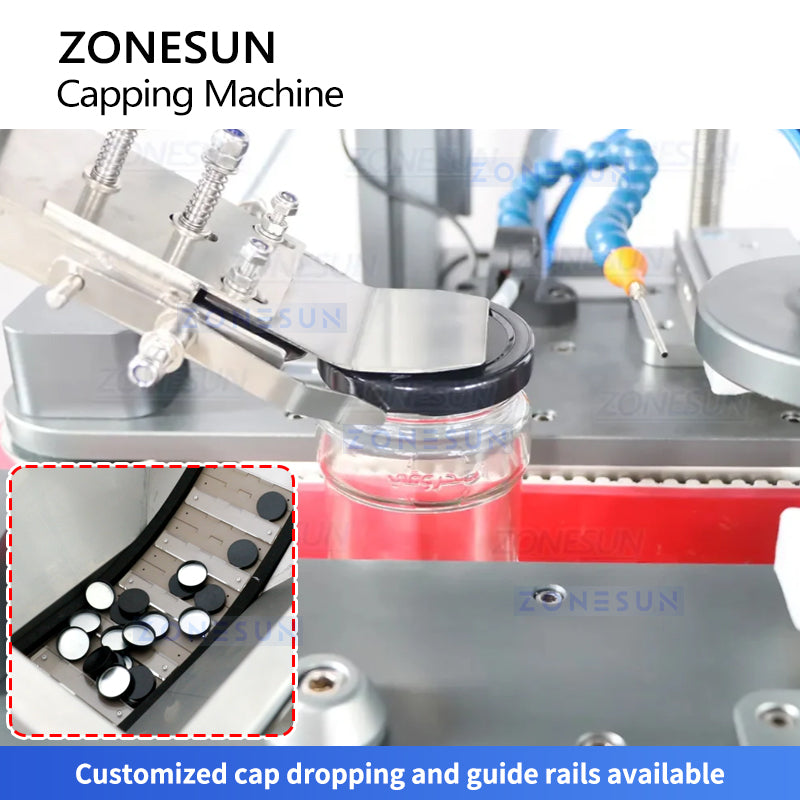 ZONESUN ZS-XG05 Automatic Servo Motor Round Jam Capping Machine with Cap Elevator