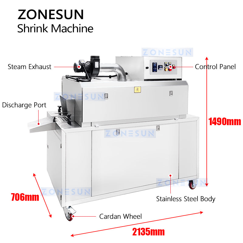 ZONESUN ZS-ZQ15 Automatic Steam Shrinking Sleeve Wrapping Machine