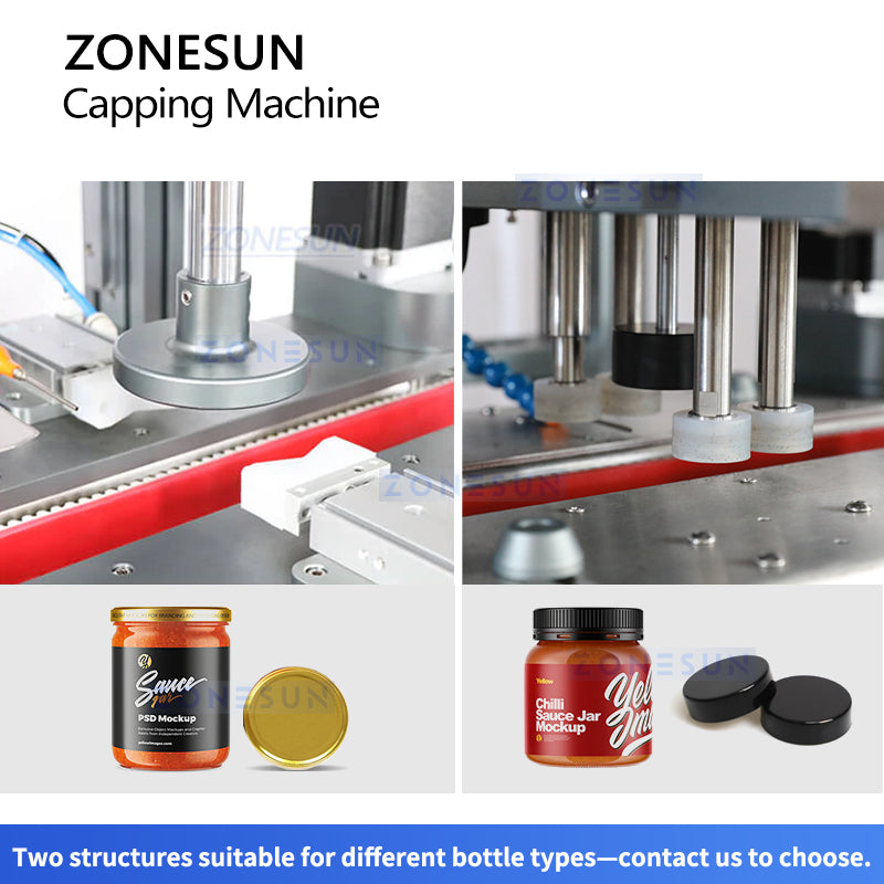 ZONESUN ZS-XG05 Automatic Servo Motor Round Jam Capping Machine with Cap Elevator