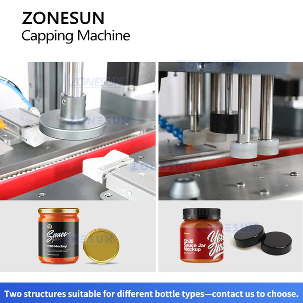 ZONESUN ZS-XG05 Automatic Servo Motor Round Jam Capping Machine with Cap Elevator