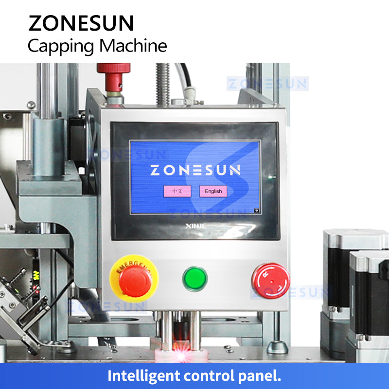 ZONESUN ZS-XG05 Automatic Servo Motor Round Jam Capping Machine with Cap Elevator