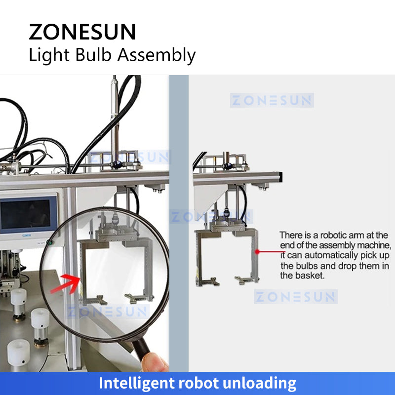 ZONESUN ZS-DPA8 LED Light Bulb Assembly Machine Lamps Packer