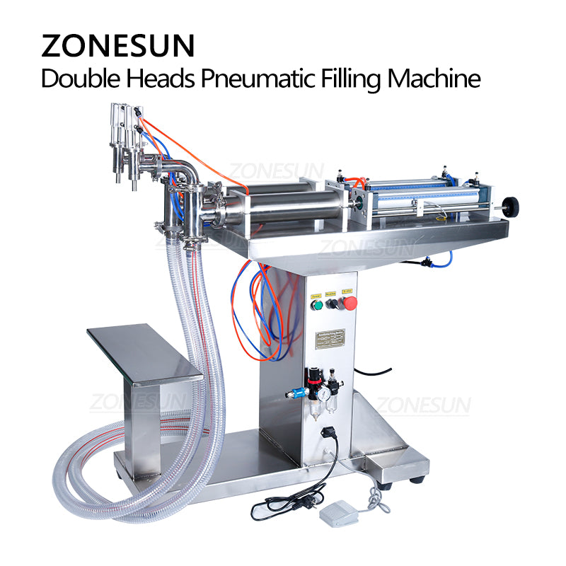 ZONESUN ZS-YTFS2 Pneumatic Standing 2 Nozzles Liquid Piston Filling Machine